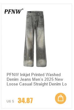 PFNW American Rhinestone Printed Design Vintage Jeans Men's Streetwear Hip Hop Mens Clothing Loose Wide Leg Pants Trendy 28W4644