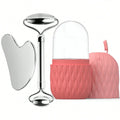 Ice Face Roller & Stainless Steel Gua Sha Tool Set, Facial Massager Ice Roller Skin Care Tool Beauty Set Lifting Contouring Tool