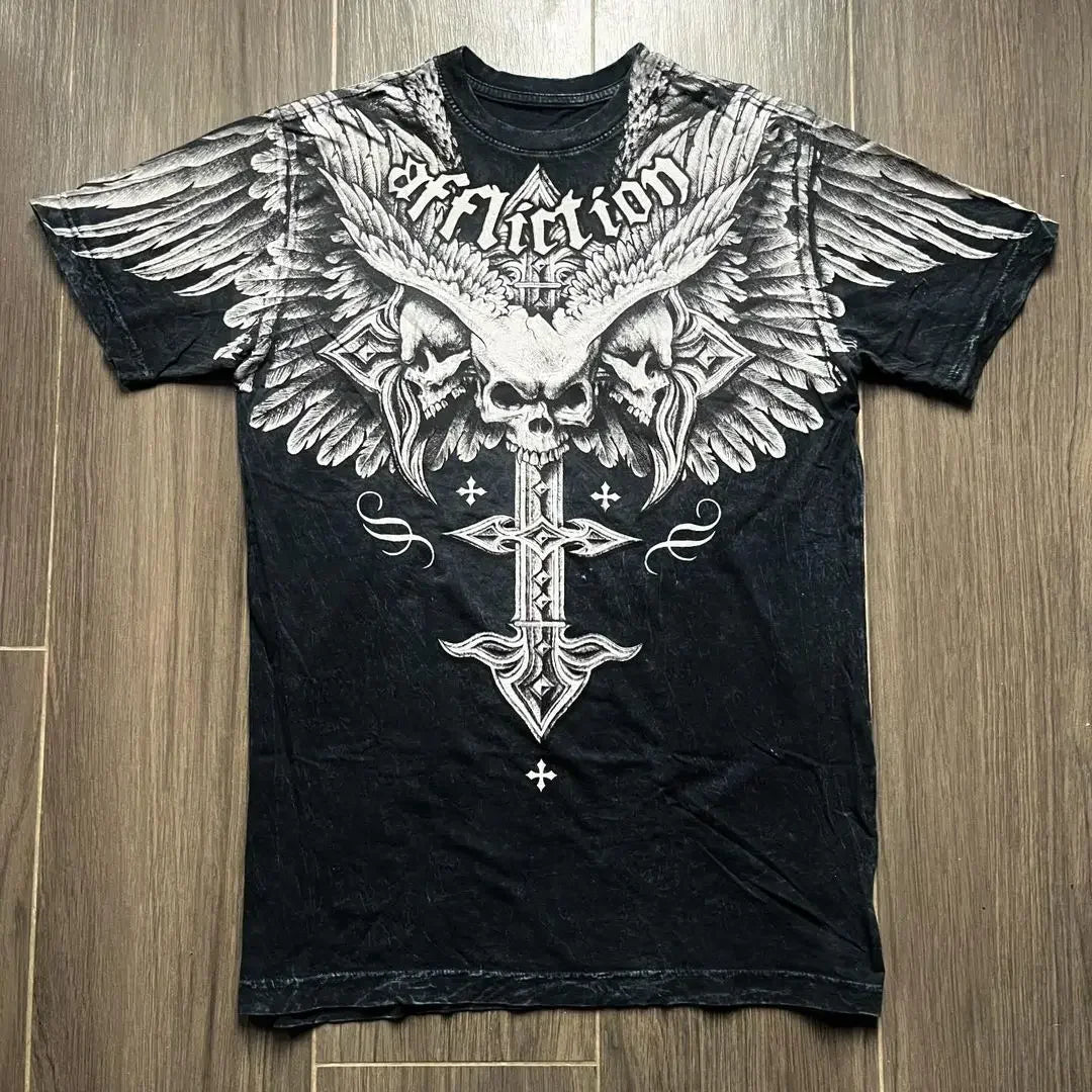 2000s Affliction Graphic T-Shirt Women's Large Grunge Wings New Fashion Style Couple Tops Pure Cotton Street Boxing Shirt