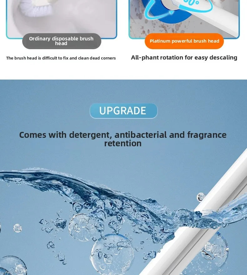 Disposable Toilet Brush with Replaceable Heads - Wall - Mounted No Drill, Perfect for Bathroom & Home Use!