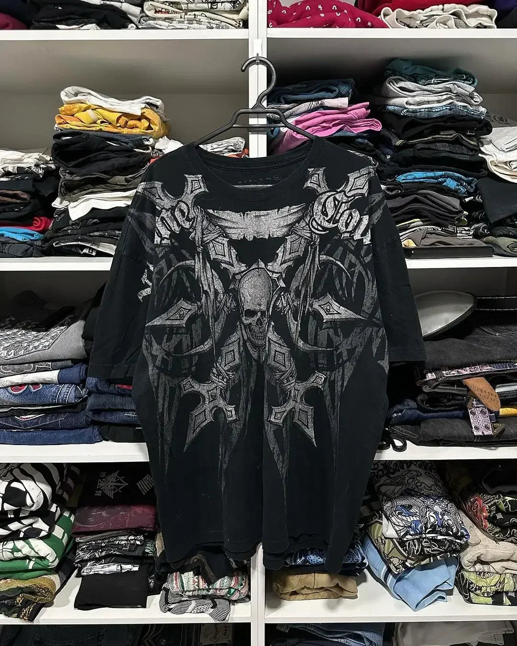 2000s Affliction Graphic T-Shirt Women's Large Grunge Wings New Fashion Style Couple Tops Pure Cotton Street Boxing Shirt