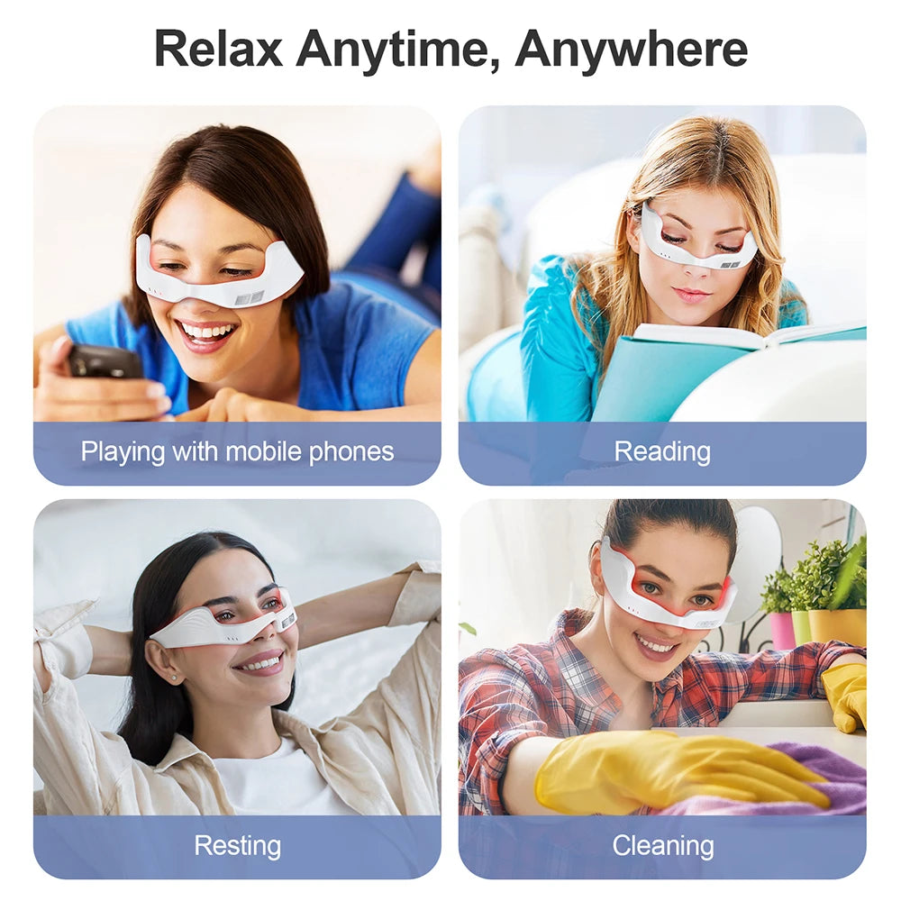 Under-Eye Glasses Massager Electric Eye Massager Eye Fatigue Relief Massager Red Light Relieves Eye Fatigue Eyes Massage Glasses