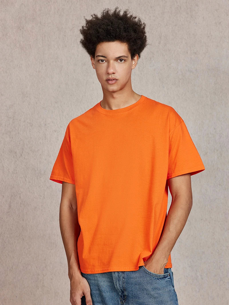 100% Cotton T shirt For Men Women,Short Sleeve Summer Plain Tops,Solid Casual Loose Tee Shirts,High Quality Clothing,7oz 200gsm