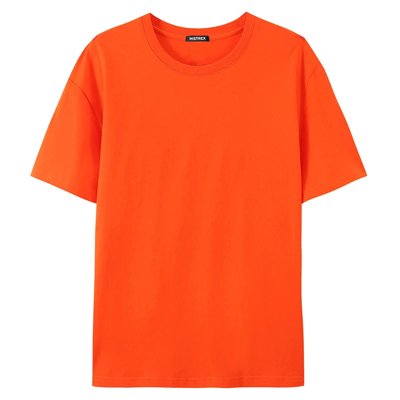 100% Cotton T shirt For Men Women,Short Sleeve Summer Plain Tops,Solid Casual Loose Tee Shirts,High Quality Clothing,7oz 200gsm