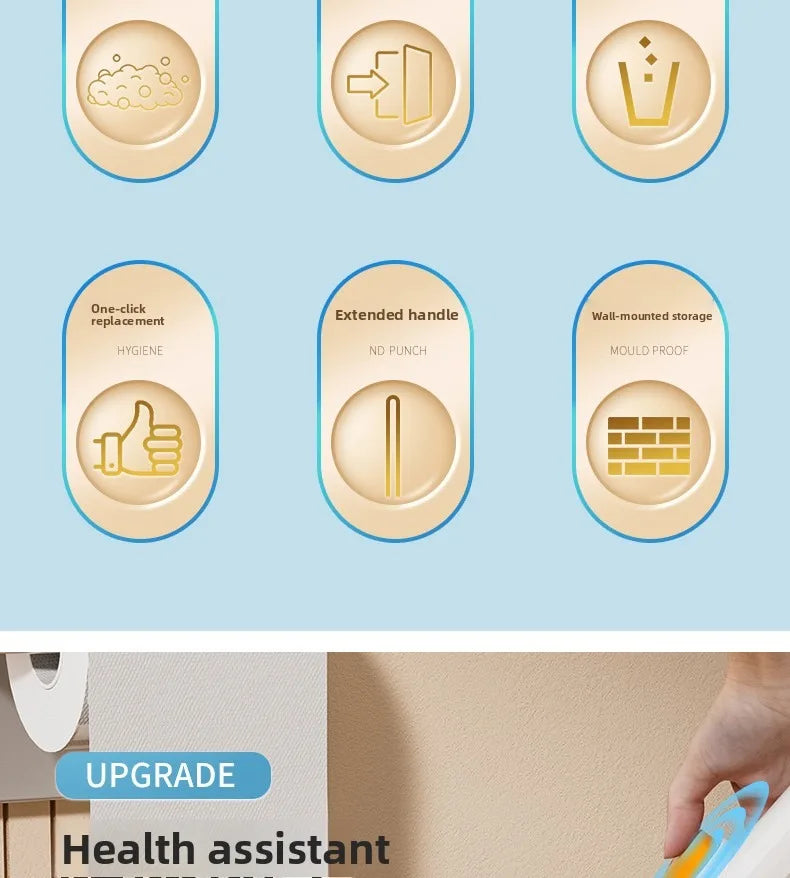 Disposable Toilet Brush with Replaceable Heads - Wall - Mounted No Drill, Perfect for Bathroom & Home Use!