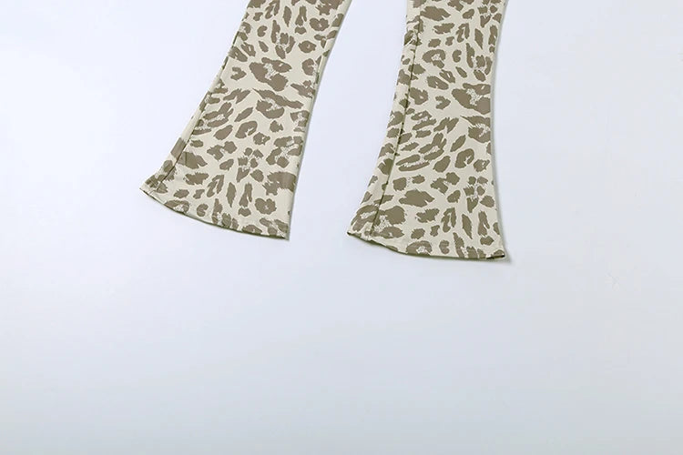 Weird Puss Letter Leopard Print 2 Piece Set Women Casual Zip Hooded Crop Jacke+Leggings Matching Stretch Sporty Street Outfits