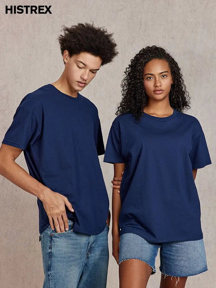 100% Cotton T shirt For Men Women,Short Sleeve Summer Plain Tops,Solid Casual Loose Tee Shirts,High Quality Clothing,7oz 200gsm