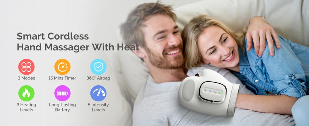 Hand Massager with Airbag Compression Finger Wrist Palm Massage Machine Vibration Glove for Hand Muscle Relax Gift for Men Women