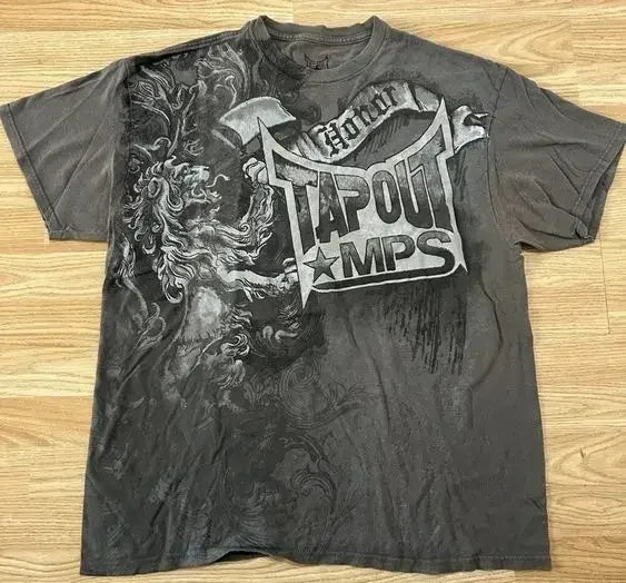 TAPOUT New Y2K Red  Printing  T shirt Men  Hip Hop Round Neck Oversized Long Sleeved Casual Gothic Clothing Tops Streetwear