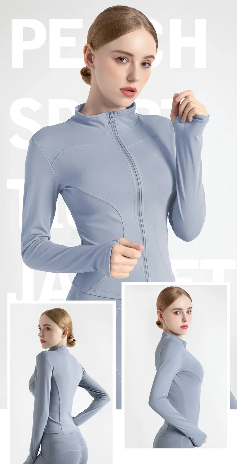 Jackets for Women Fit Coat Women Women Jacket Zippers Casual Wear Long Sleeve Tight Yoga Clothing Slimming Yoga Sports Jacket