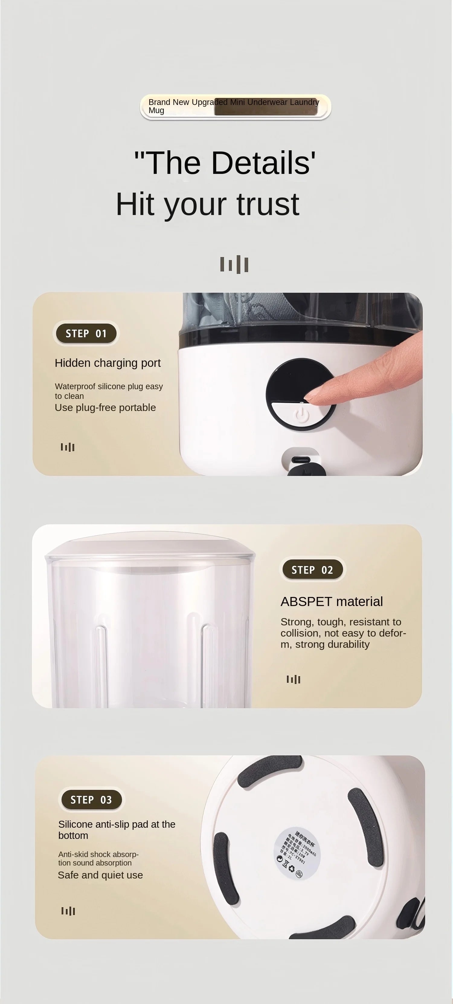 A White 2L Mini Washing Machine, 2000Mah, Fully Automatic Portable Turbine Led Washing Cup and Compact for Children's Clothing, Underwear, Panties, and Socks