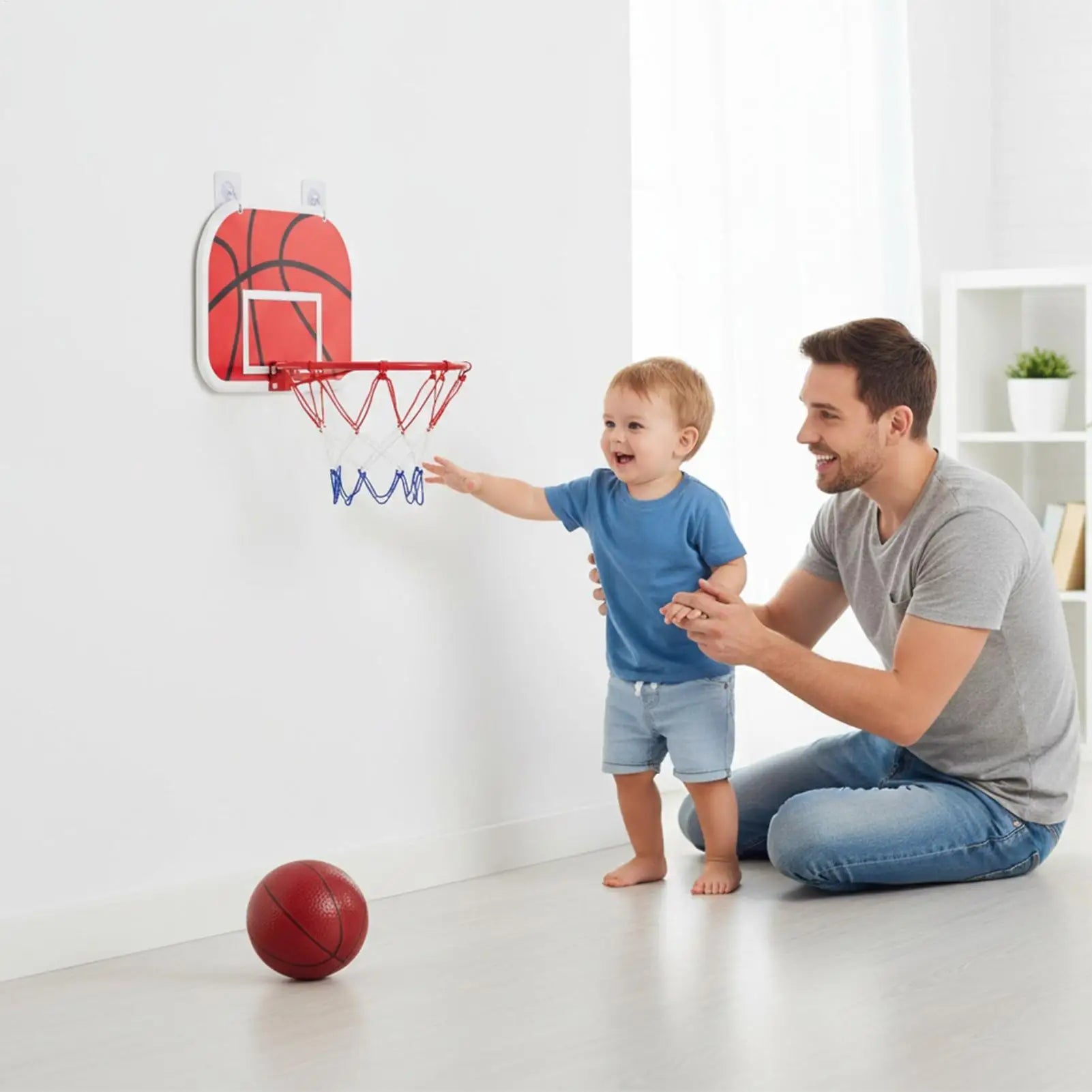 Interactive Basketball Toy Indoor Hoop Set with 2 Balls for Kids Fun Play, Living Room Bedroom Active Boys Girls