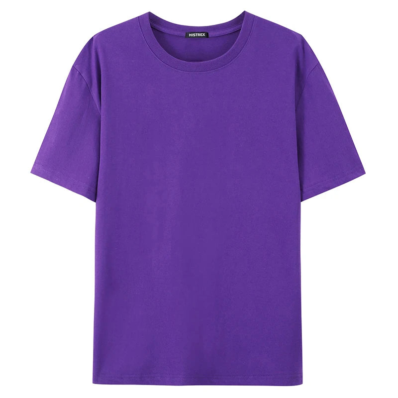100% Cotton T shirt For Men Women,Short Sleeve Summer Plain Tops,Solid Casual Loose Tee Shirts,High Quality Clothing,7oz 200gsm