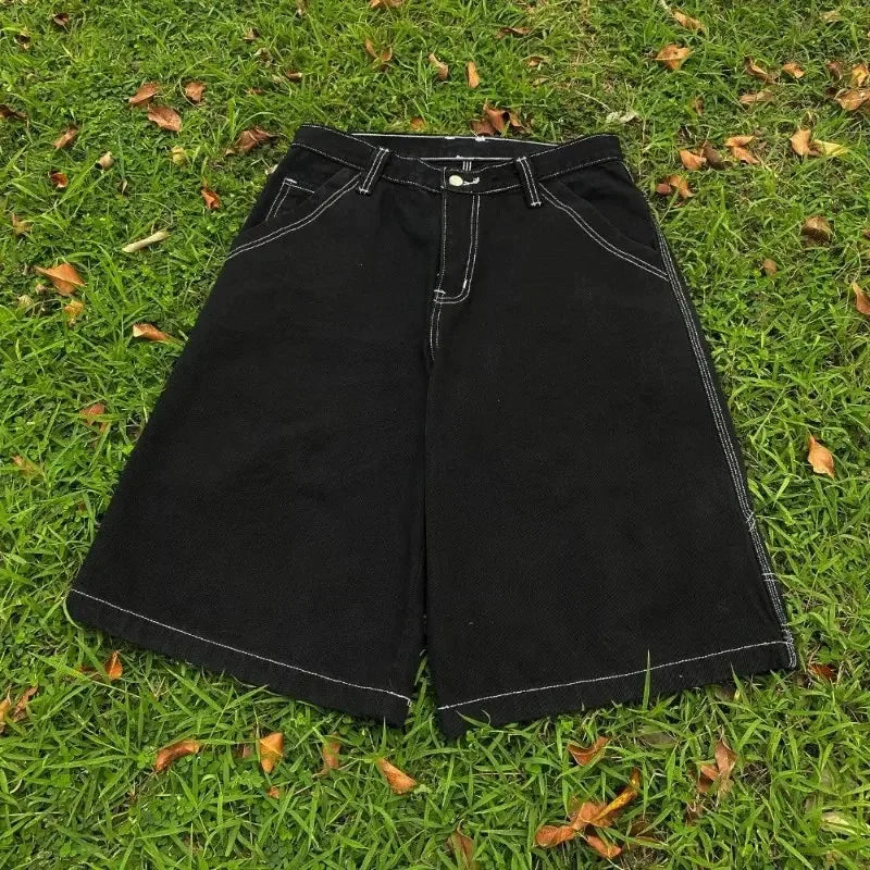 Hot Y2k Vintage Baggy Jeans Shorts Woman Streetwear Jorts Korean Harajuku Gothic Oversized Denim Pants Embroidery Summer