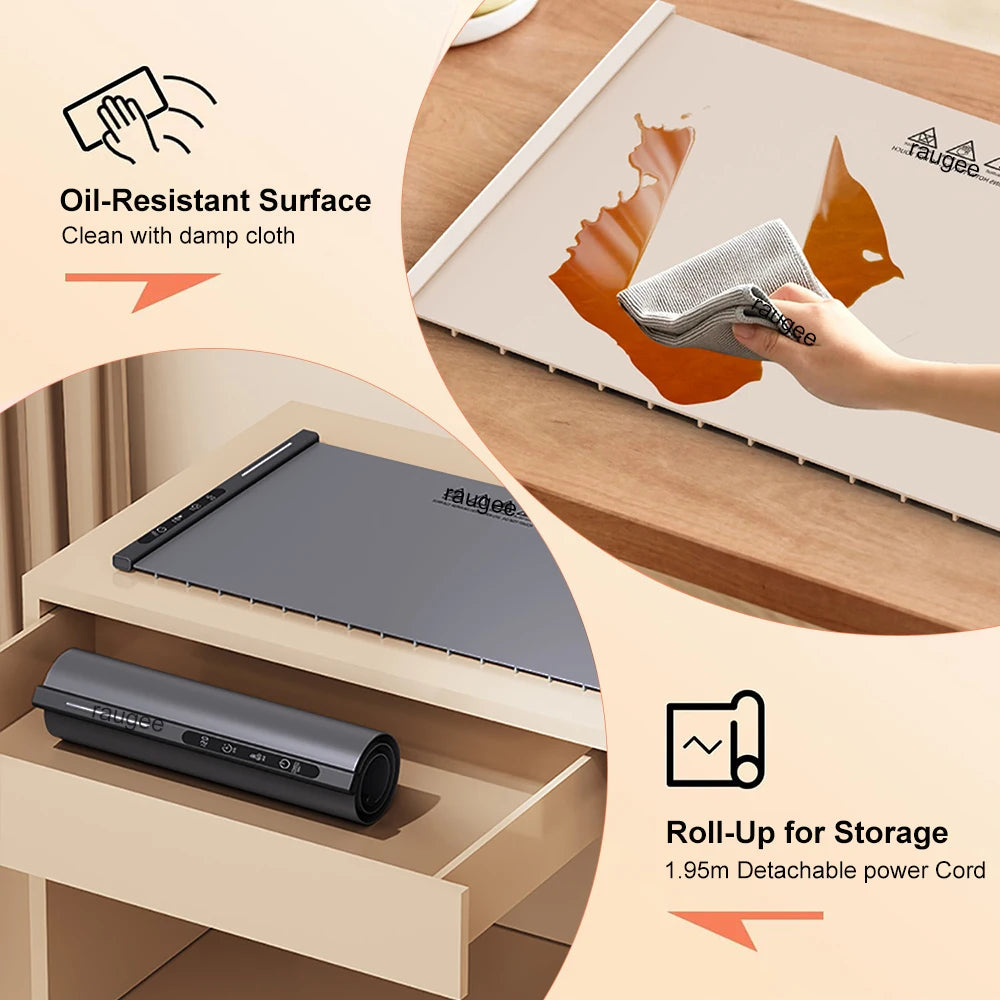Food Warmer Electric Food Warmer Plate Electric Warming Tray for Food Fast Heating Food Warming Pad Foldable Food Warming Mat