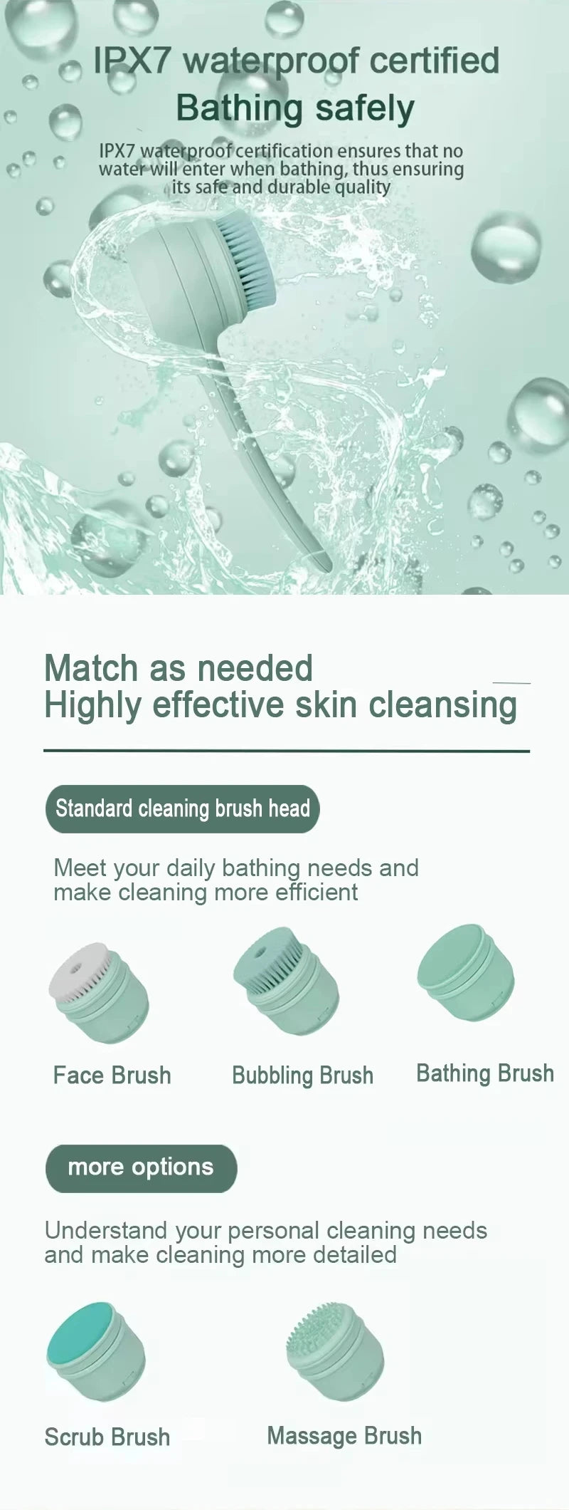 2025 Electric Body Brush Back Scrubber For Shower electric Body Scrub Brush