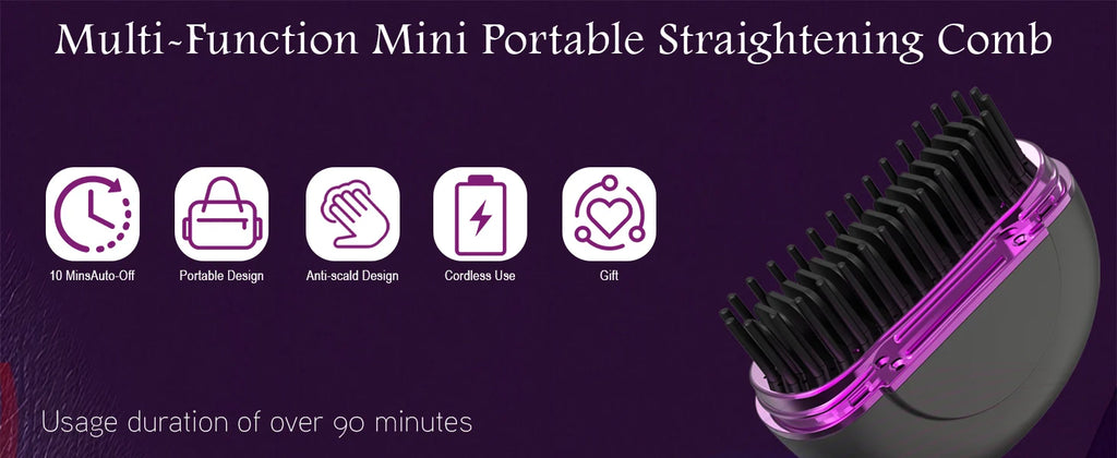 Mini Hair Straightener Rechargeable Portable Hair Straightener Brush Rechargeable Fast Heating Hot Portable Travel for Women