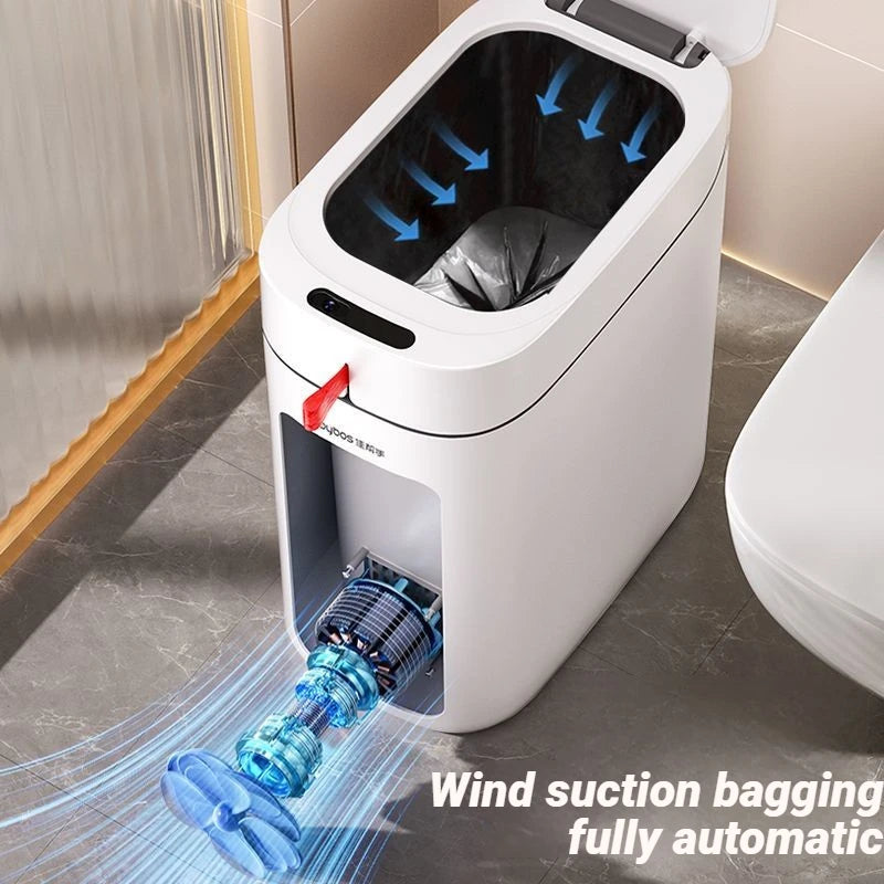 Bathroom Trash Can Hands-Free Automatic Bagging JOYBOS Smart Garbage Bin House With Lid Drawstring Bags Bathroom Toilet Office