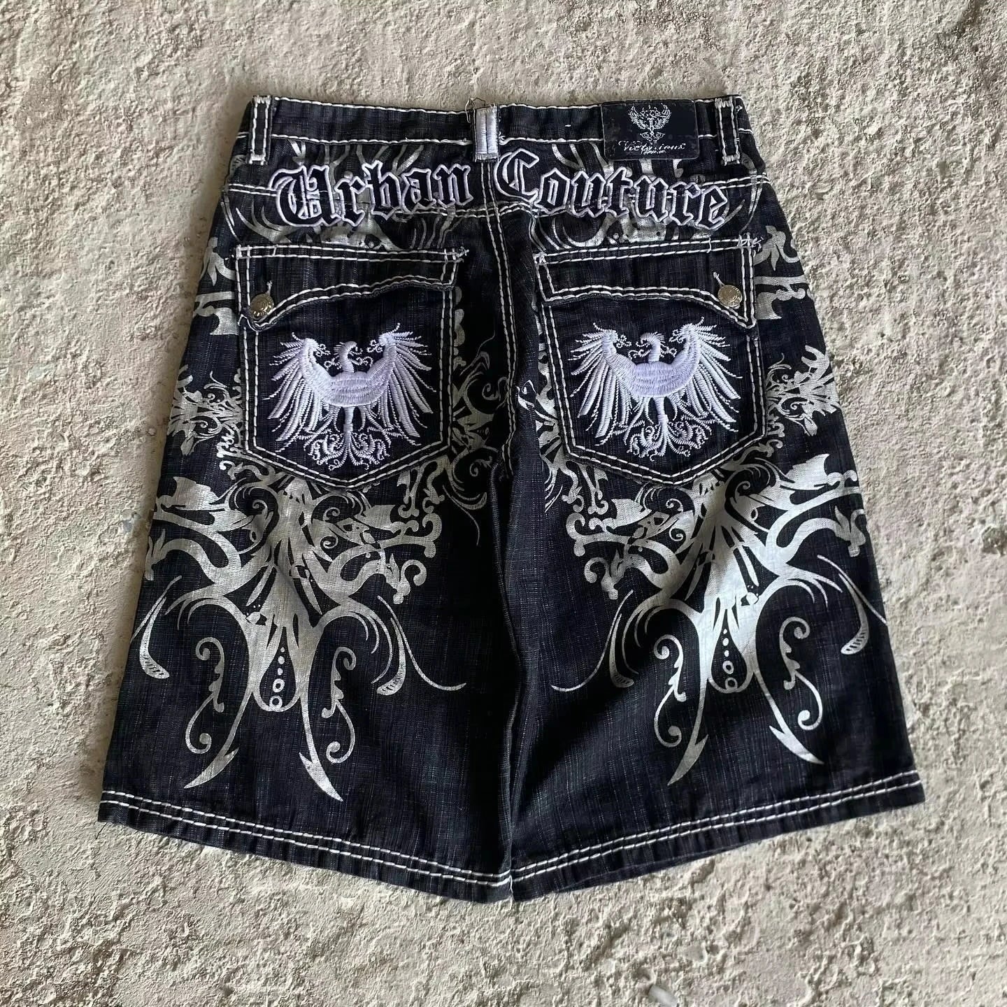 Y2K New Popular Denim Shorts Patch Vintage Shorts Men Women Street Hip Hop Fashion Harajuku Punk Loose High Waist Wide Leg Pants