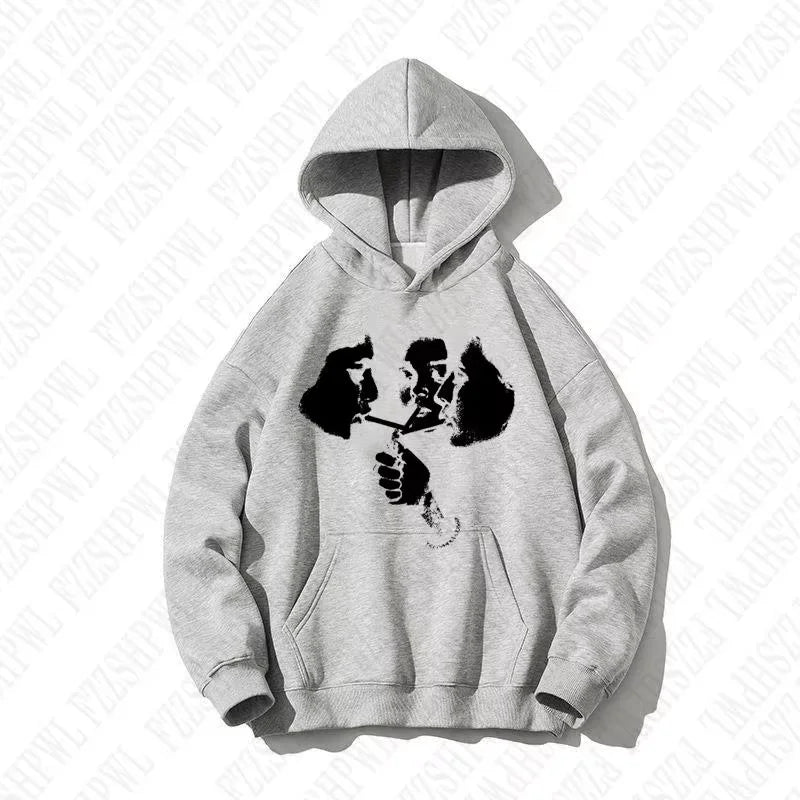 2025 hot trend 2000s men's fashion Harajuku Gothic pattern sports hoodie retro punk hip-hop casual streetwear