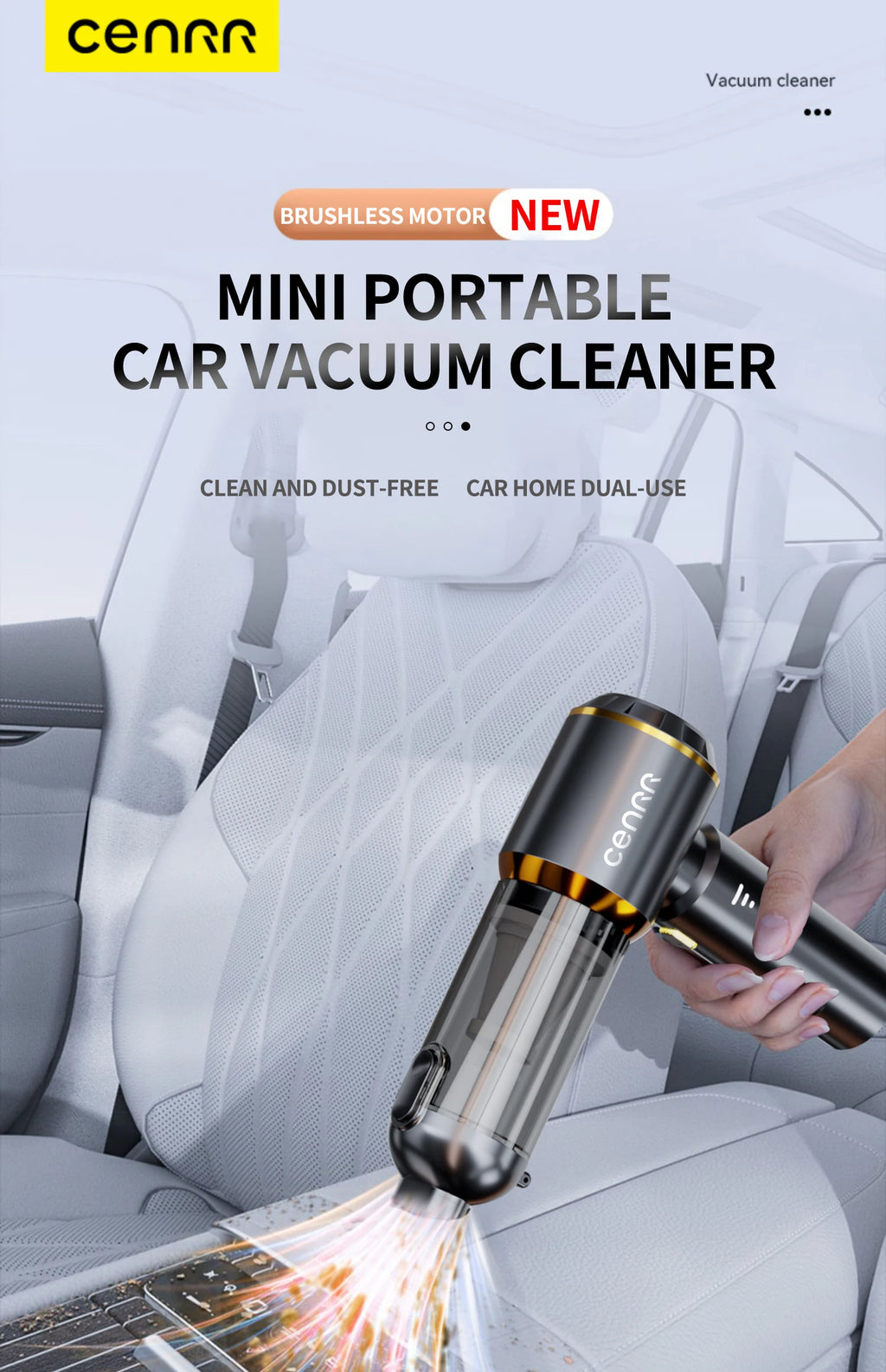 CENRR 998000PA Car Vacuum Cleaner Strong Suction Cordless Wireless Cleaner Handheld Portable Vacuum Cleaner Cleaning Machine