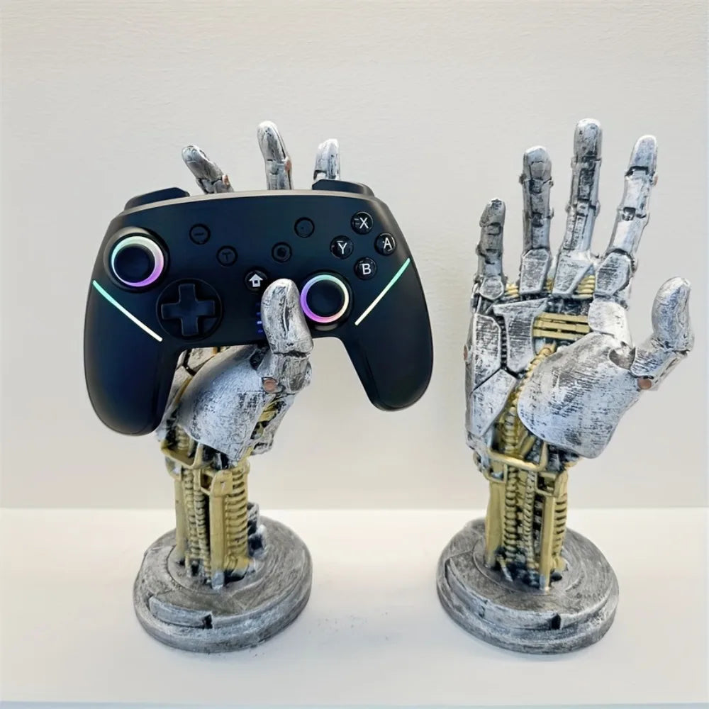 Cyberpunk 3D Gamepad Holder - Robotic Hand Storage Box for Controller Phone Keys, Sci-Fi Desk Organizer Cool Tech Gift