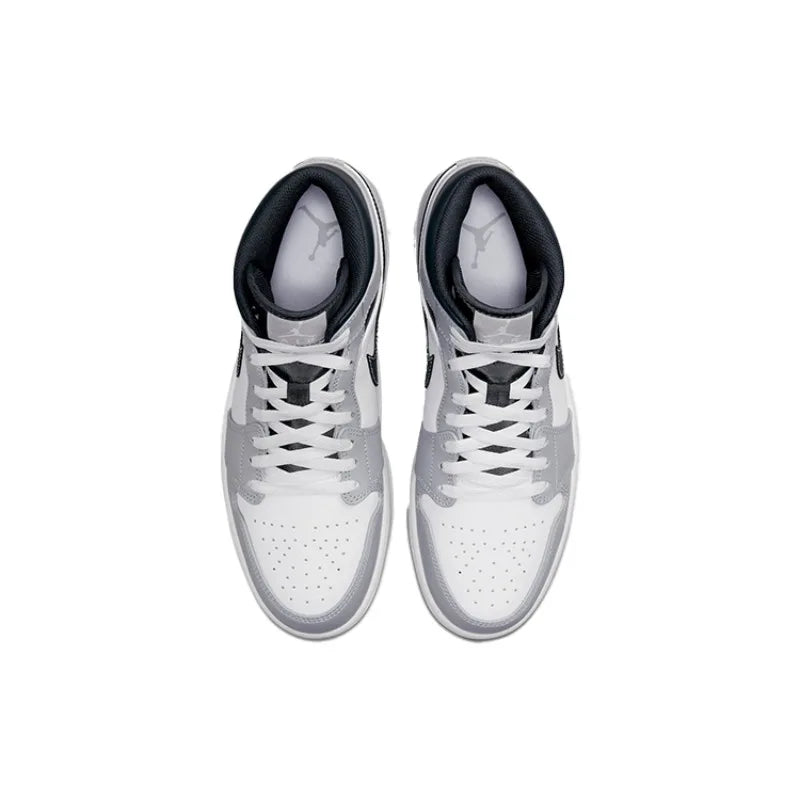 Jordan Air Jordan 1 Mid "Light Smoke Grey" Comfortable and Versatile Mid Top Retro Basketball Shoes for Men-554724-078