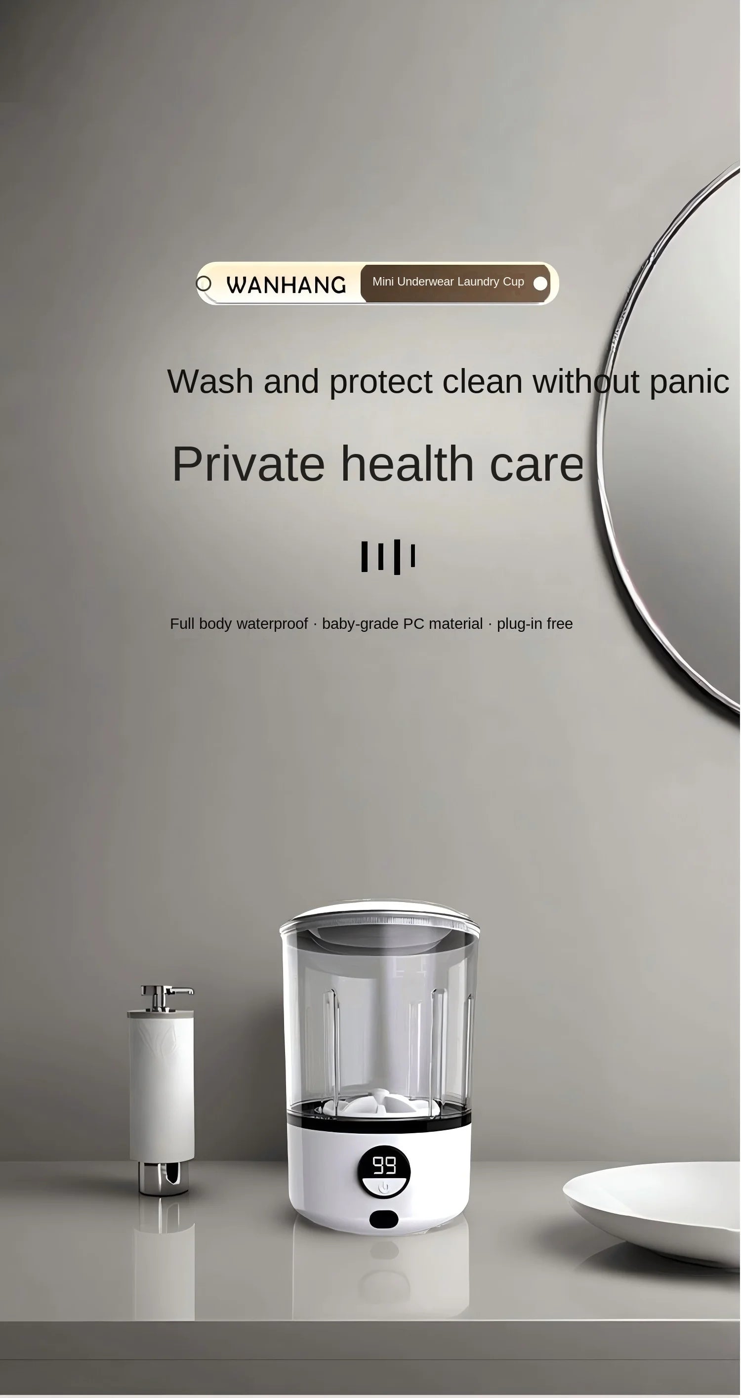 A White 2L Mini Washing Machine, 2000Mah, Fully Automatic Portable Turbine Led Washing Cup and Compact for Children's Clothing, Underwear, Panties, and Socks