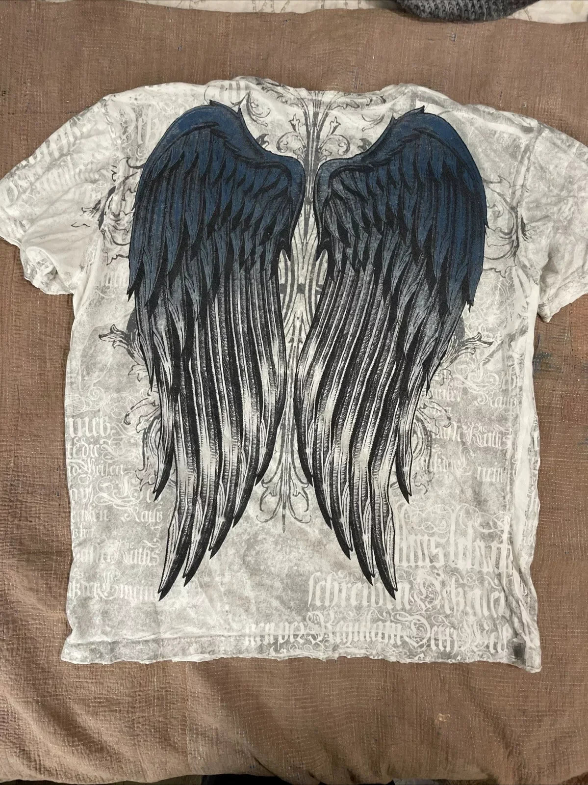 2000s Affliction Graphic T-Shirt Women's Large Grunge Wings New Fashion Style Couple Tops Pure Cotton Street Boxing Shirt
