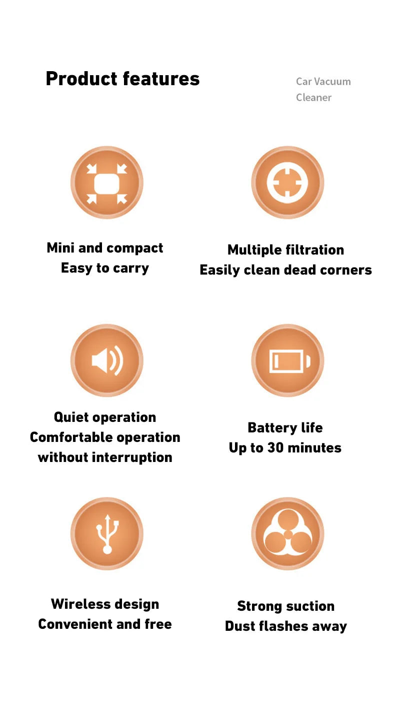 New 690000Pa Wireless Car Vacuum Cleaner 120W 1200mah High-power Vacuum Cordless Handheld Auto Portabale Vacuum Cleaner 2026