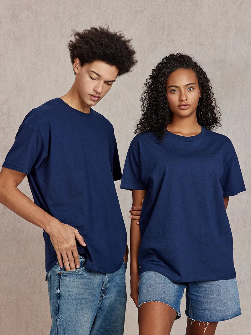 100% Cotton T shirt For Men Women,Short Sleeve Summer Plain Tops,Solid Casual Loose Tee Shirts,High Quality Clothing,7oz 200gsm