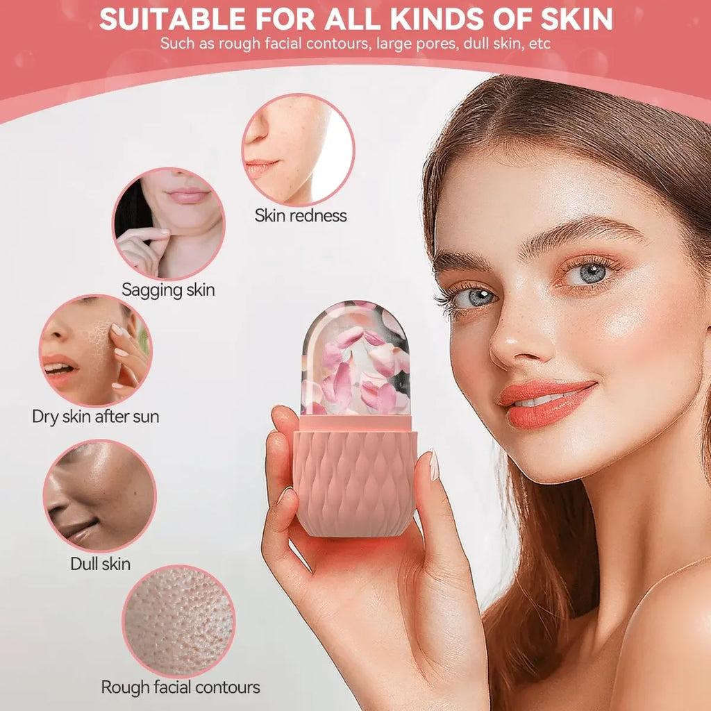 Ice Face Roller & Stainless Steel Gua Sha Tool Set, Facial Massager Ice Roller Skin Care Tool Beauty Set Lifting Contouring Tool