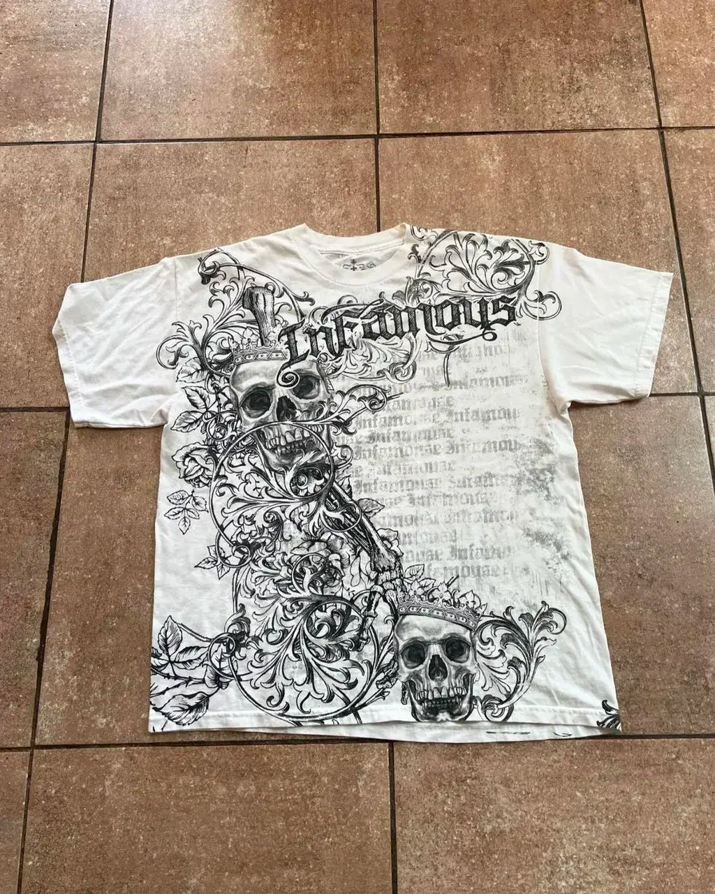 2000s Affliction Graphic T-Shirt Women's Large Grunge Wings New Fashion Style Couple Tops Pure Cotton Street Boxing Shirt