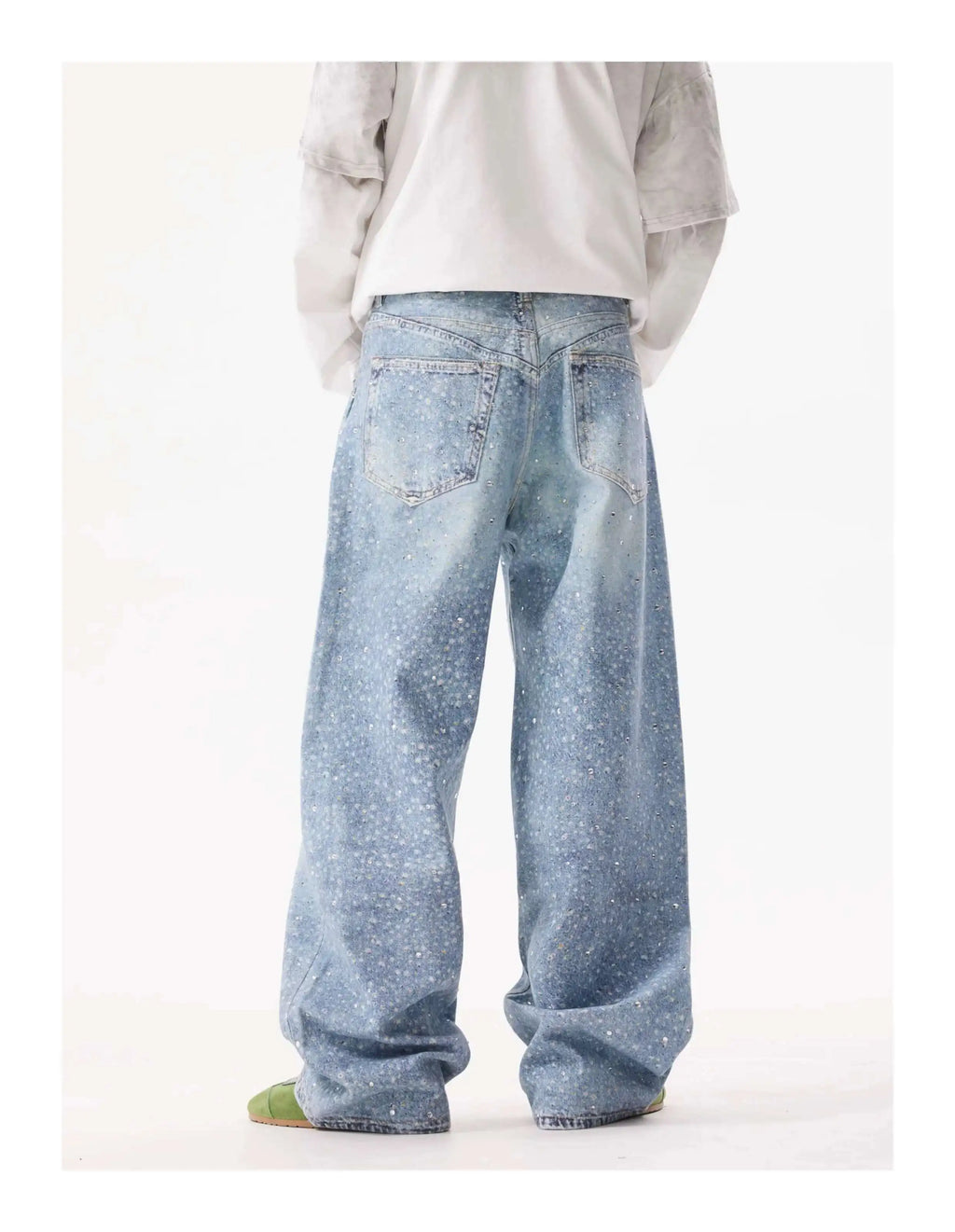 PFNW American Rhinestone Printed Design Vintage Jeans Men's Streetwear Hip Hop Mens Clothing Loose Wide Leg Pants Trendy 28W4644