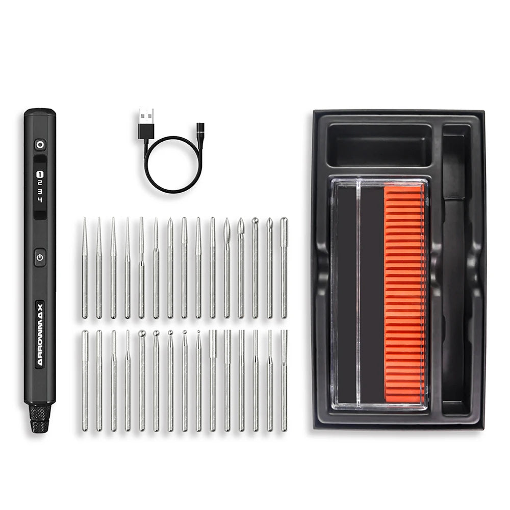 ARROWMAX Engraving Pen Electric Cordless Rotary Tool Kit Mini Grinder with 30 Bits for Metal Wood Plastics Glass Carving New