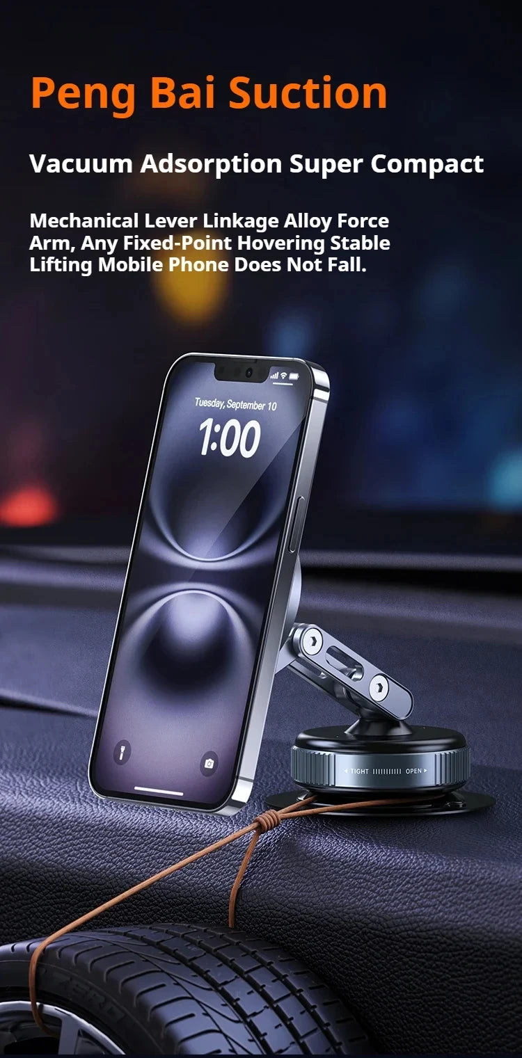 X53 Magnetic Phone Holder Rotating Folding Vacuum Suction Mag Stand For Car Navigation Gym Kitchen Streaming Bracket