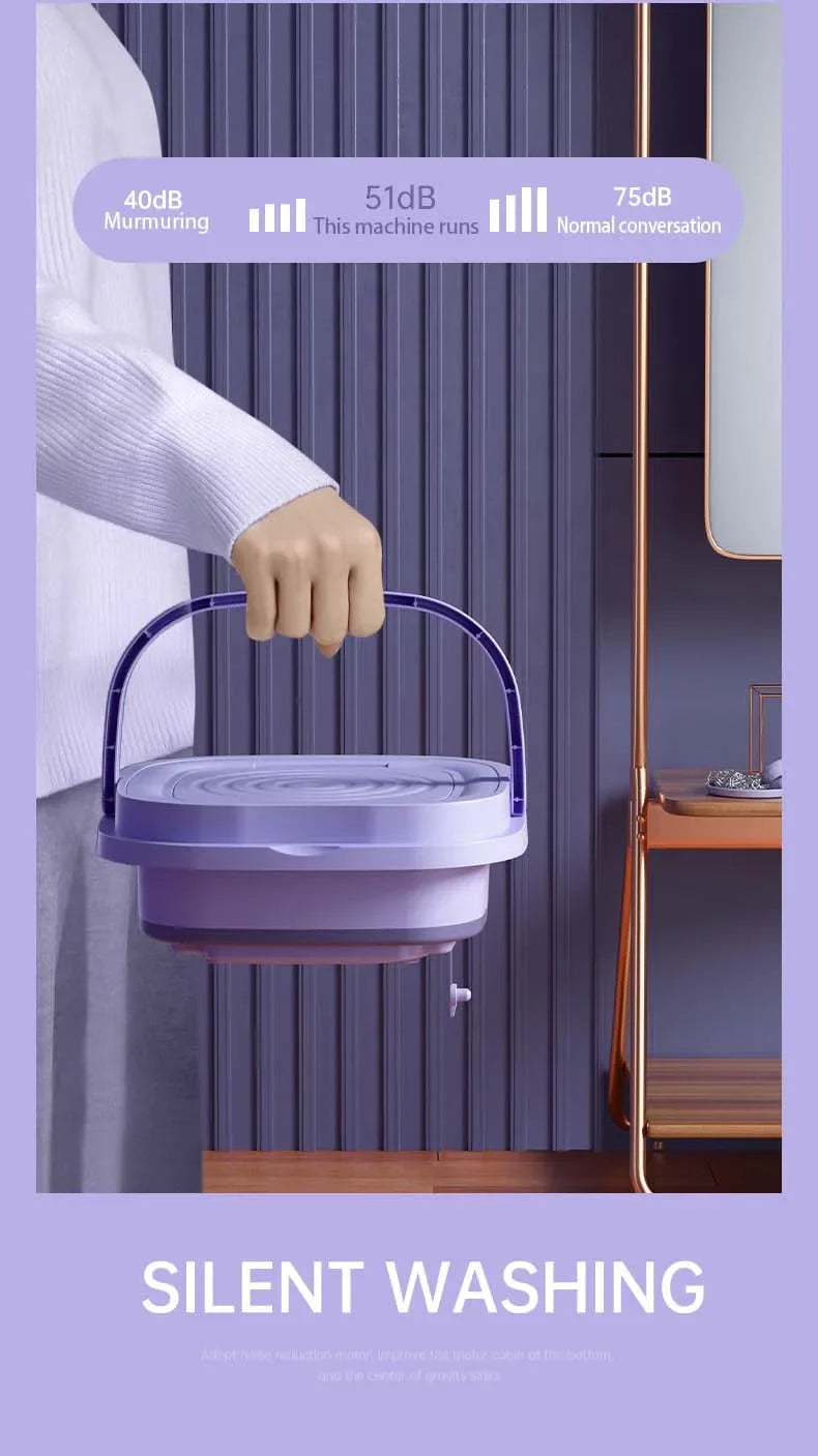 8L Foldable Washing Machine with Spin Dryer Apartments Travel Portable Socks Underwear Panties Baby Clothe Washer Machine