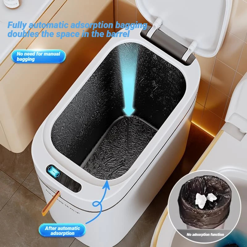 Bathroom Trash Can Hands-Free Automatic Bagging JOYBOS Smart Garbage Bin House With Lid Drawstring Bags Bathroom Toilet Office