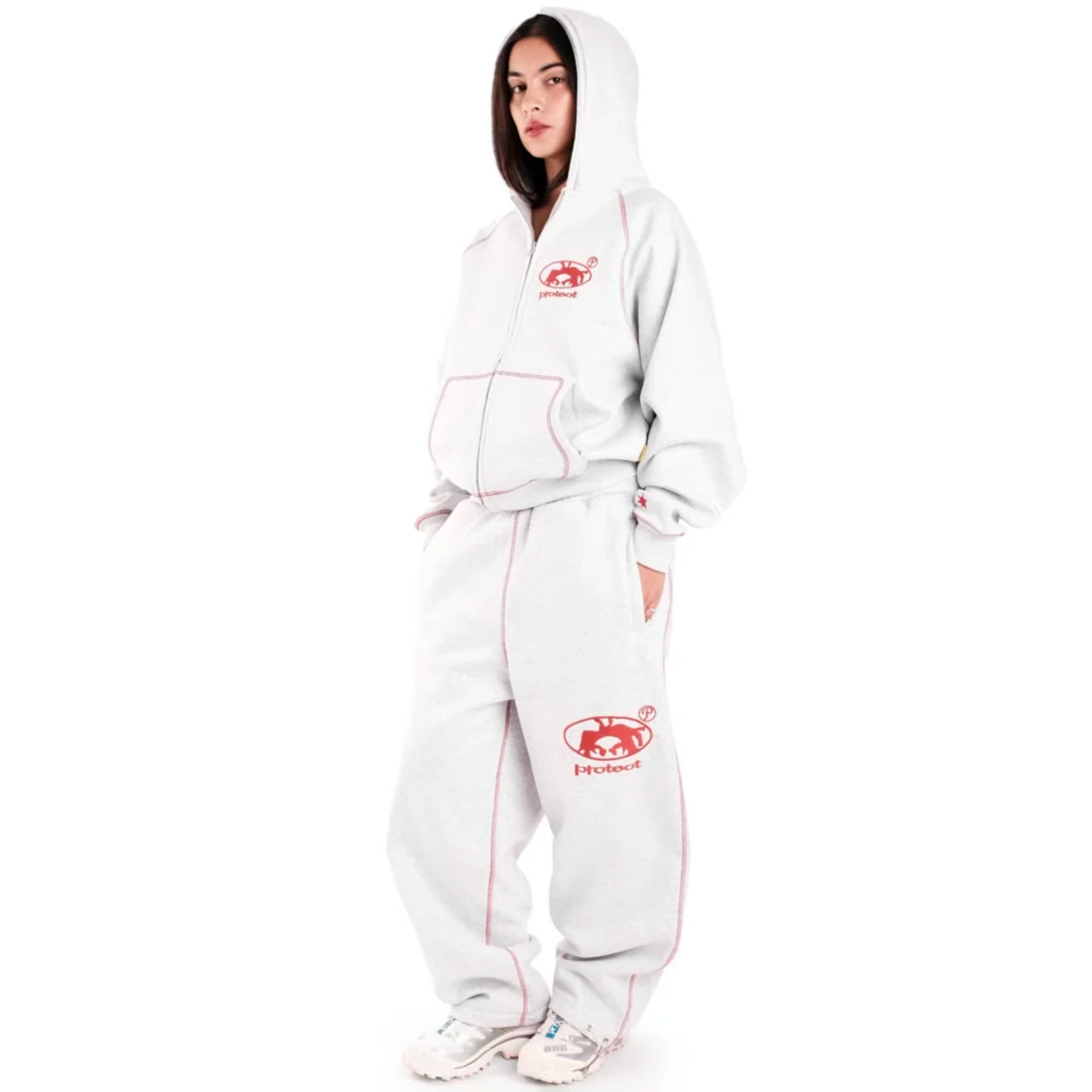 American Gray Retro Personalized Embroidery Fashion Sportswear For Men And Women Casual Loose Streetwear Hip-Hop Jogger Sets