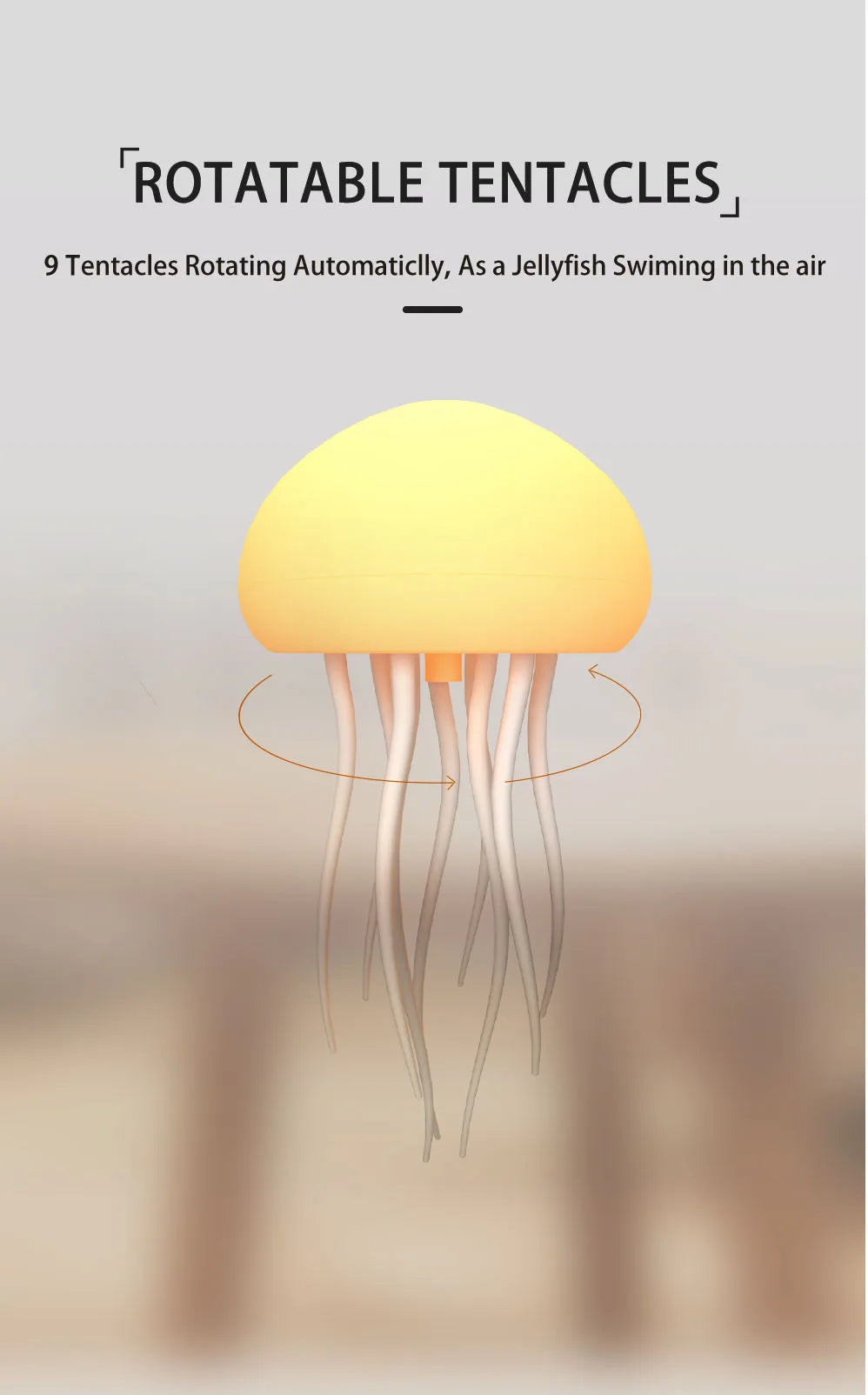 Jellyfish Pendant Lightings Voice Control Type-C Charging Creative Jellyfish Light Flexible Tentacles for Holiday Children Gifts
