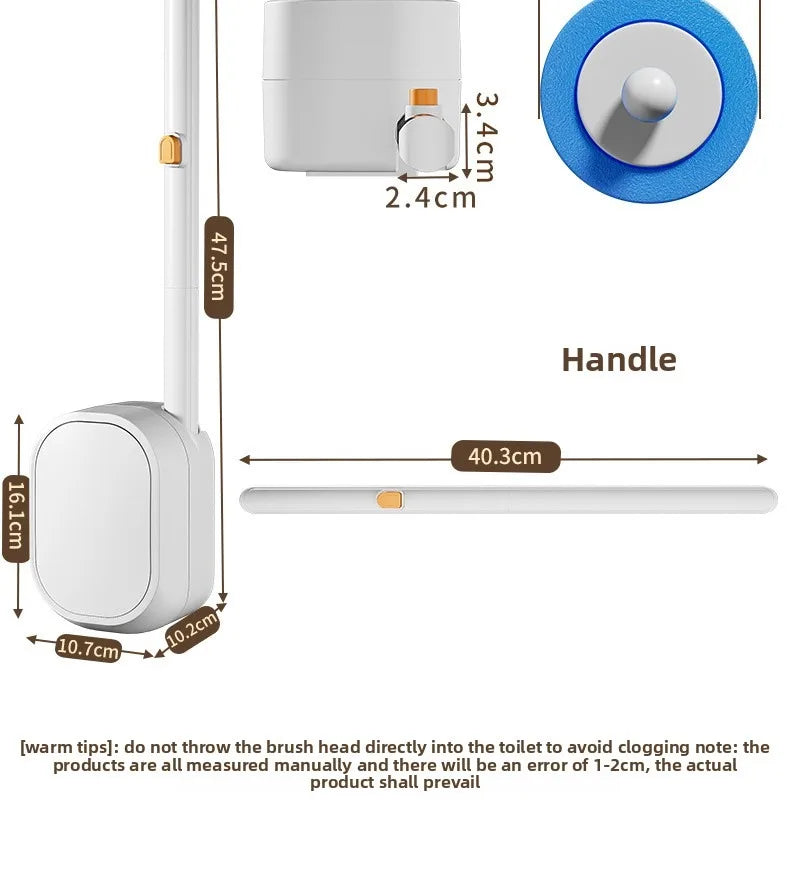 Disposable Toilet Brush with Replaceable Heads - Wall - Mounted No Drill, Perfect for Bathroom & Home Use!