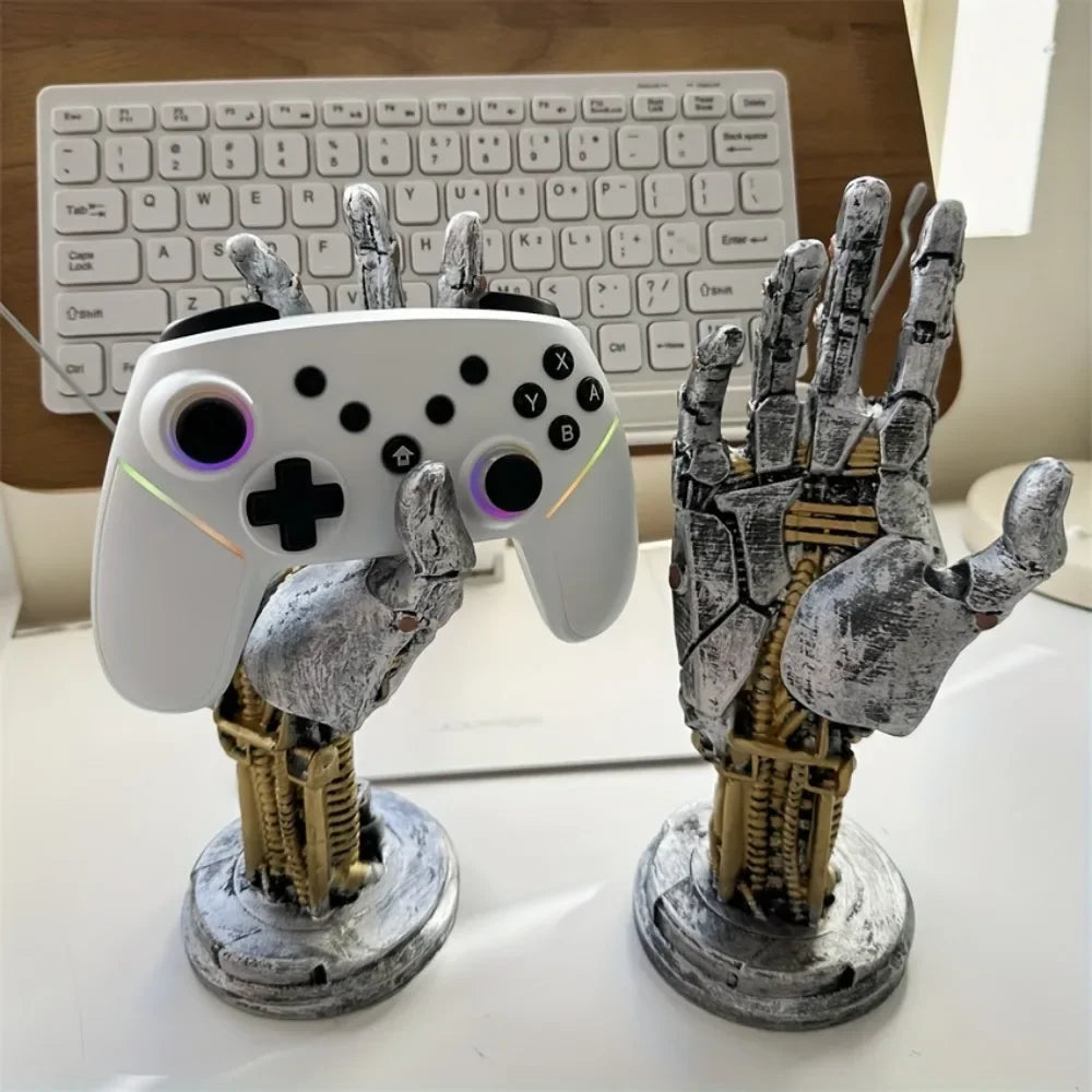Cyberpunk 3D Gamepad Holder - Robotic Hand Storage Box for Controller Phone Keys, Sci-Fi Desk Organizer Cool Tech Gift