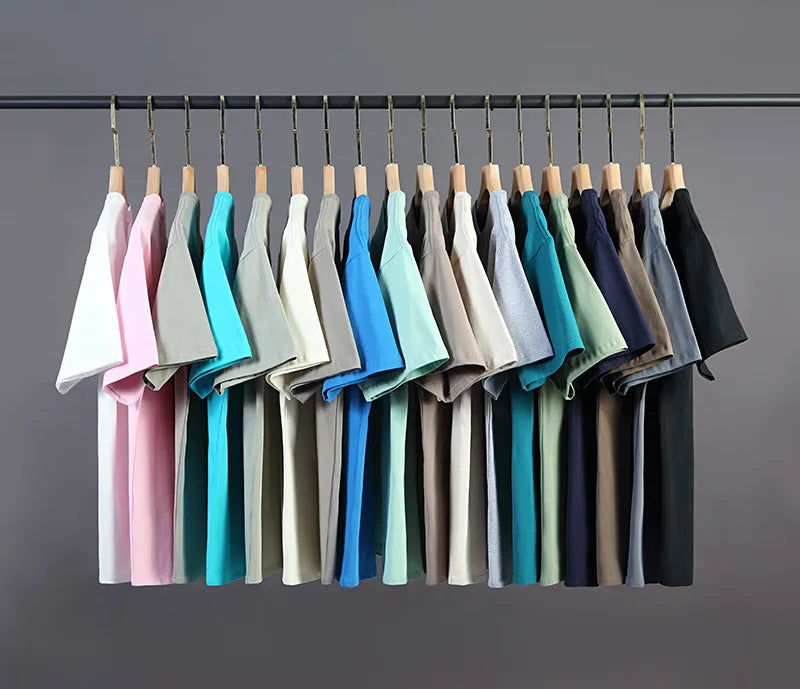 100% Cotton T shirt For Men Women,Short Sleeve Summer Plain Tops,Solid Casual Loose Tee Shirts,High Quality Clothing,7oz 200gsm