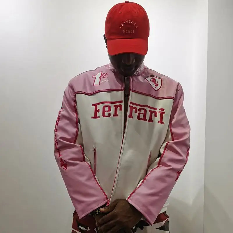 Fashion Spring Autumn Thin Ferrari Racing Embroidered Car Motorcycle Jacket Cycling Coat Men Casual Sport Jacket Car Accessories