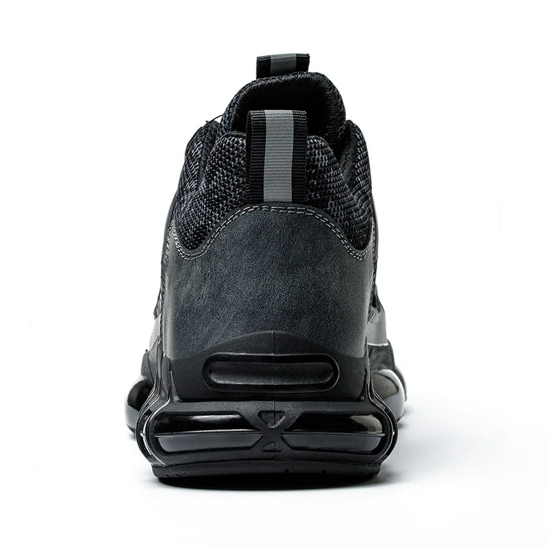 Safety Shoes For Men Steel Toe Anti-Puncture Men's Work Shoes Slip Resistant Reinforced Sole Rotating Button Fashion Sneaker