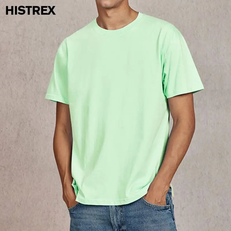 100% Cotton T shirt For Men Women,Short Sleeve Summer Plain Tops,Solid Casual Loose Tee Shirts,High Quality Clothing,7oz 200gsm