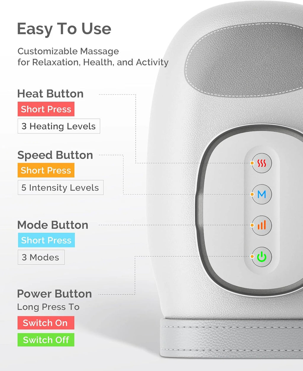 Hand Massager with Airbag Compression Finger Wrist Palm Massage Machine Vibration Glove for Hand Muscle Relax Gift for Men Women