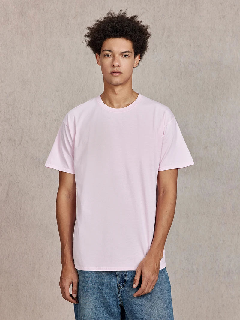 100% Cotton T shirt For Men Women,Short Sleeve Summer Plain Tops,Solid Casual Loose Tee Shirts,High Quality Clothing,7oz 200gsm