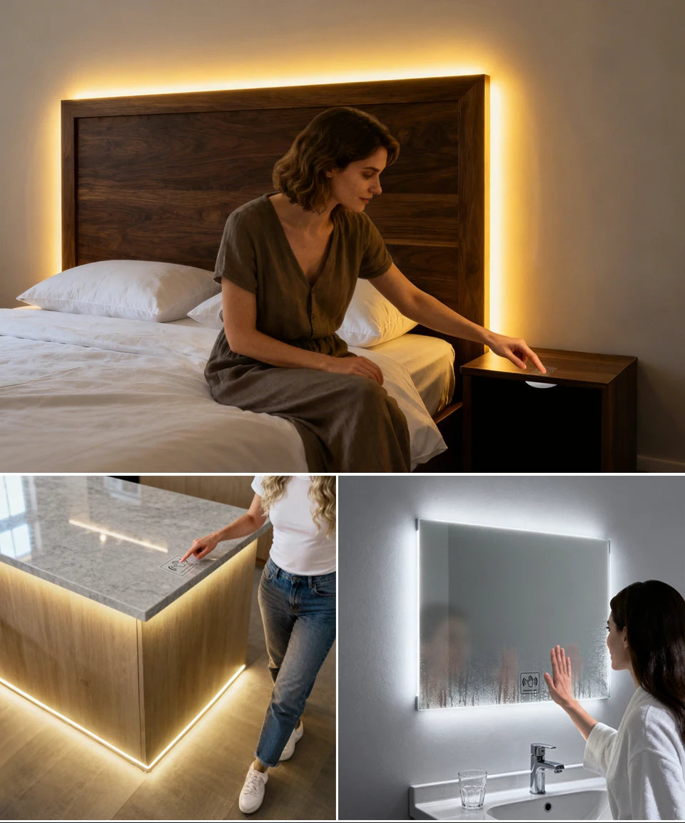 Novel Solid COB Neon Strip Light 2m-10m 24V Waterproof Pure Silicone Gel Tube Dimmable Touch Control Sensor Switch No Flicker