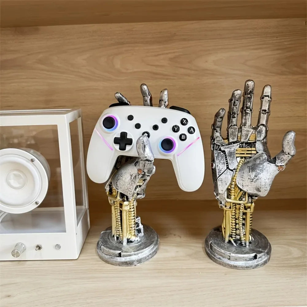 Cyberpunk 3D Gamepad Holder - Robotic Hand Storage Box for Controller Phone Keys, Sci-Fi Desk Organizer Cool Tech Gift